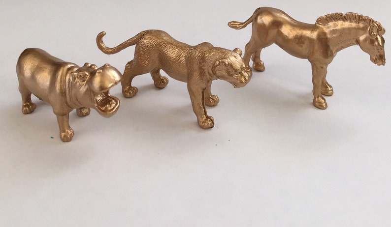 Gold Metallic Animals-Two Wild ONE-Safari Chic-Birthday-Wedding-Shower-Nursery Decor-Decorations-Baby-Party Favors-Cocktail Stirrers-Three image 4