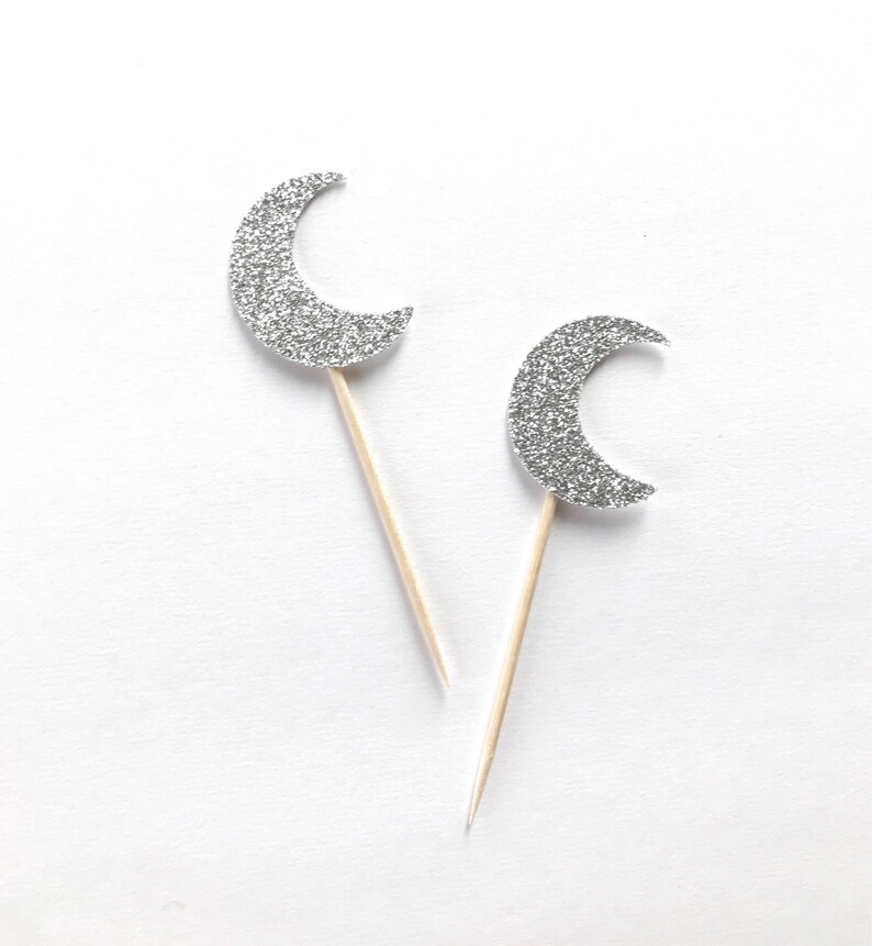 Moon Cupcake Toppers Baby Shower Birthday twinkle Twinkle Etsy