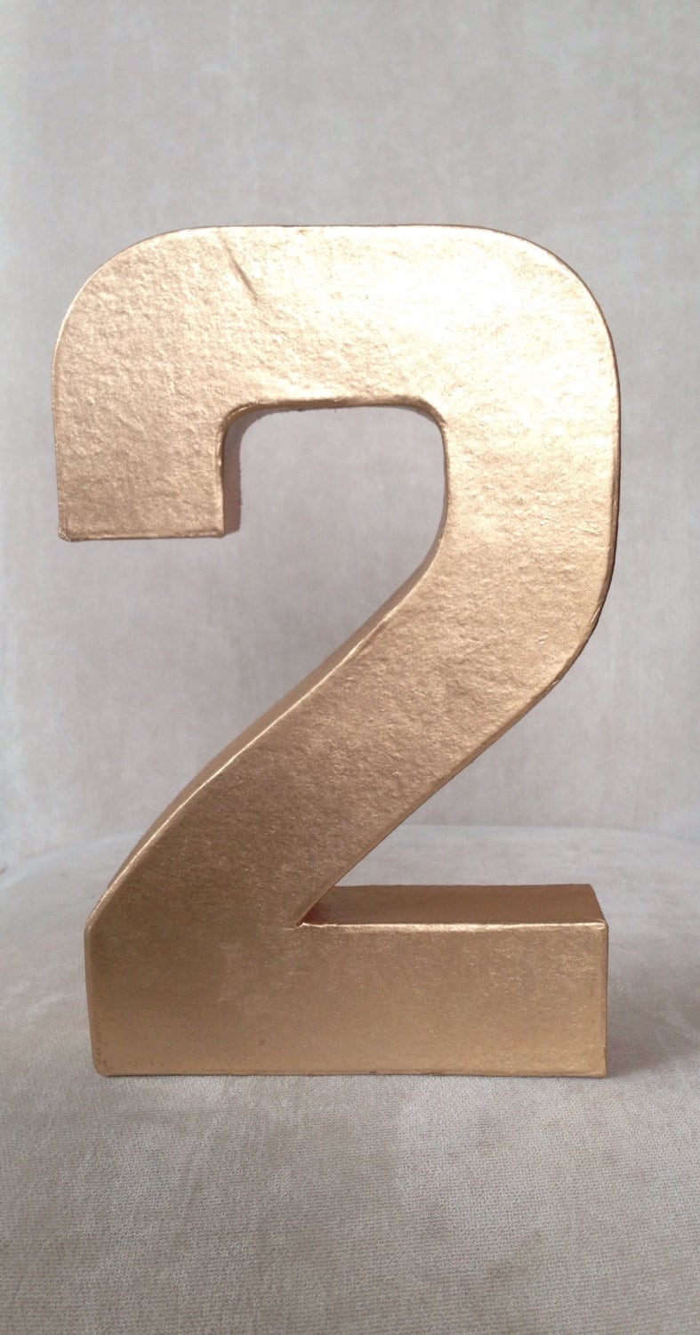 Metallic Paper Mache Stand up Number birthdayparty wedding Etsy