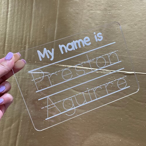 Name Tracing Boards Acrylicpreschool Pre Ktransitional Etsy