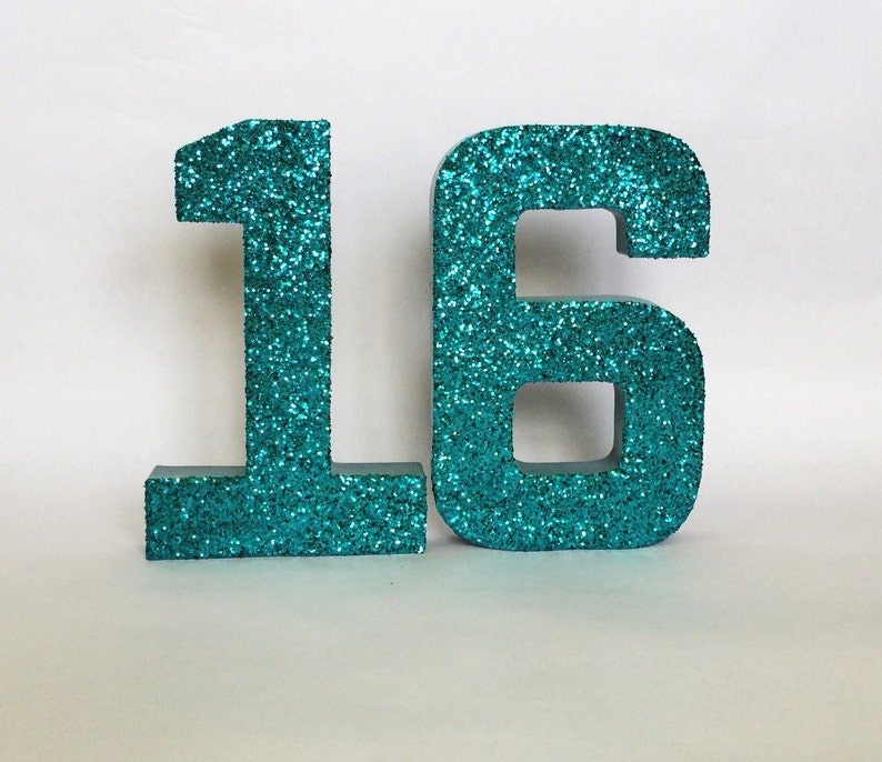 Sweet 16 Glitter Paper Mache Stand up Birthday Number Party Etsy
