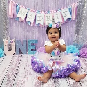 Glitter Unicorn Stand Up ONE Letter Sign-1st First Birthday-Photo Prop-Party Decor-Paper Mache-Magical-Decoration-Smash Cake Photography image 4