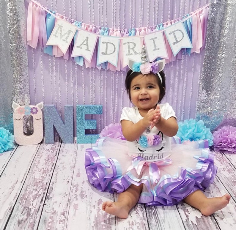 Glitter Unicorn Stand Up ONE Letter Sign-1st First Birthday-Photo Prop-Party Decor-Paper Mache-Magical-Decoration-Smash Cake Photography image 4