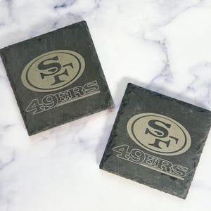 San Fransisco 49ers Engraved Slate Coasters-Fantasy FB Football League-NFL Fan-Man Cave-Boys-Present-Holiday Bday Gift-Home-Xmas-Niners Gang
