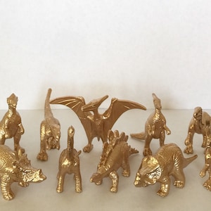 Gold, Silver Metallic Dinosaurs-Birthday-Wedding-Shower-Nursery Decor-Party Favors-Dinos-Wild-Jurassic Park Decorations-figurines-Dynomite