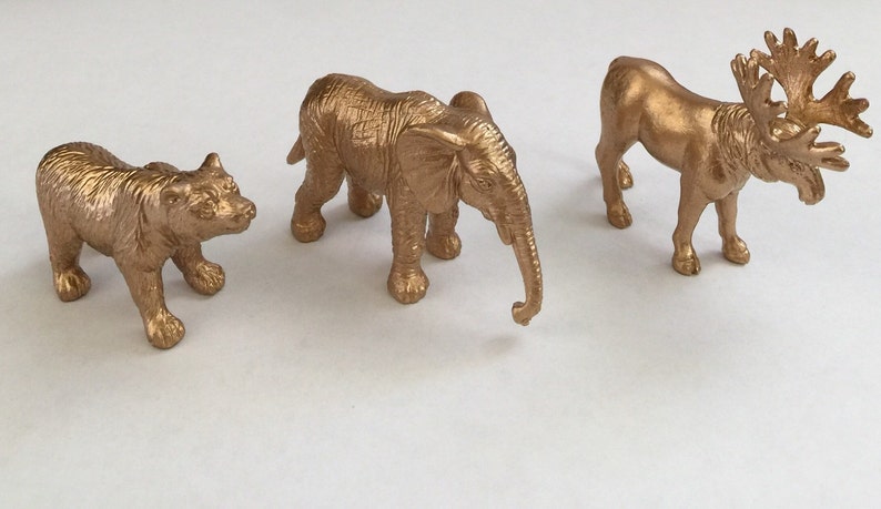 Gold Metallic Animals-Two Wild ONE-Safari Chic-Birthday-Wedding-Shower-Nursery Decor-Decorations-Baby-Party Favors-Cocktail Stirrers-Three image 2