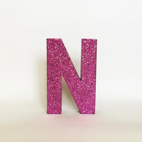 Pink Glitter Stand Up Letter-Initial-Monogram-Engagement-Shower-Birthday Girl-Party-Home Decor-Photo Prop-Winter ONEderland-Decorations-Name