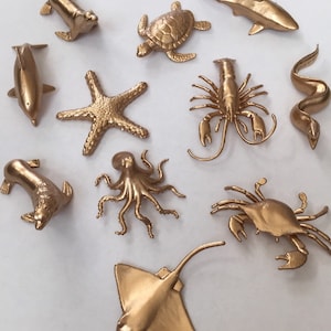 Gold Silver Metallic Sea Animals-Marine-Beach Theme-Under the Sea Theme-Birthday Girl-Nursery-Wedding-Shower-Party Decor-Favors-figurines