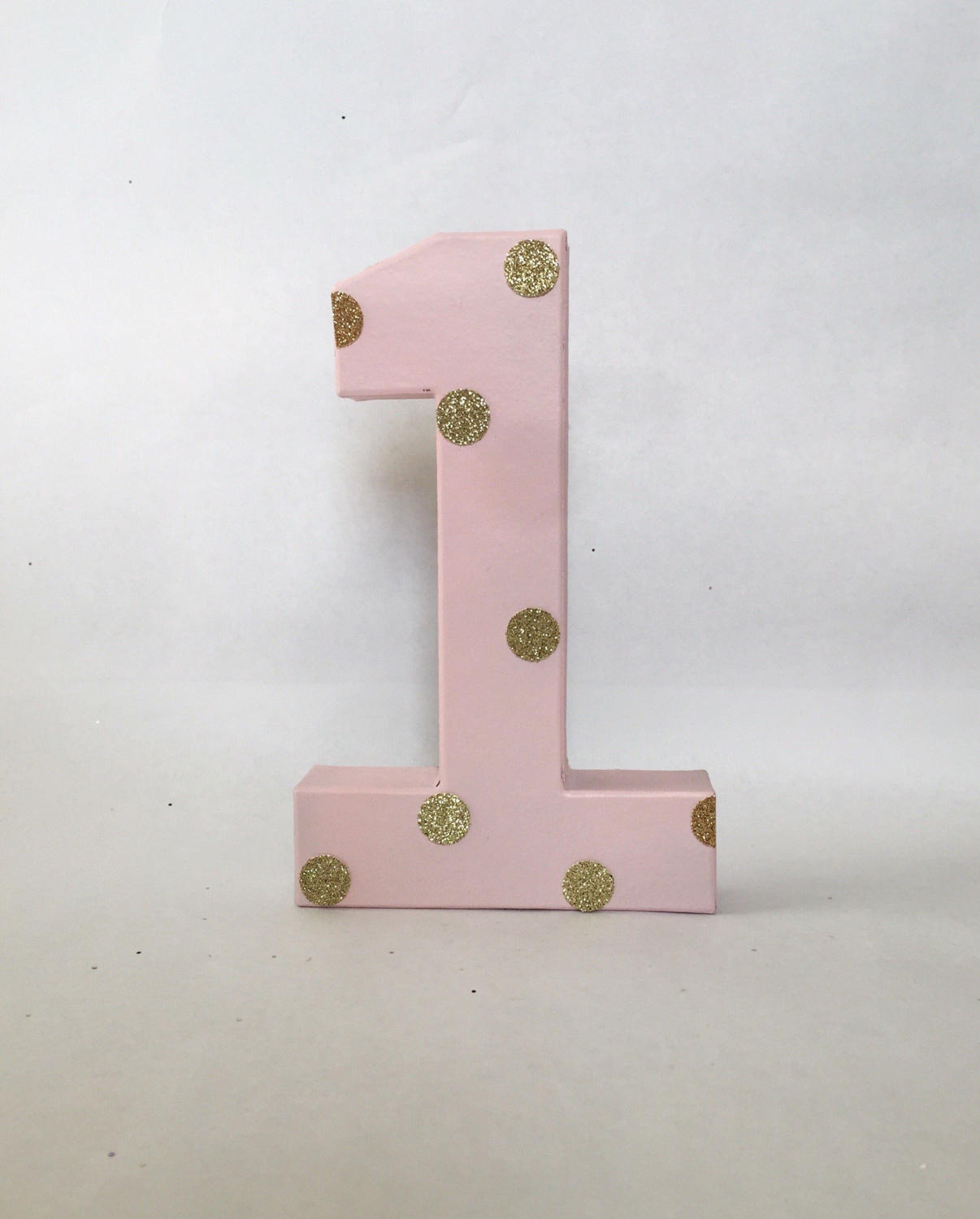 Pink and Gold Polka Dot Paper Mache Stand up Numberbirthday Etsy