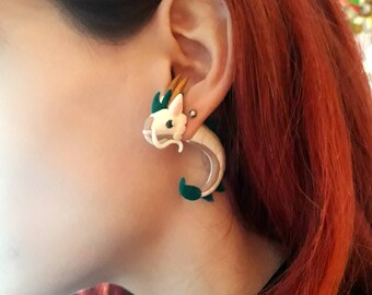 Haku Dragon Form Spirited Away Fake or real gauge earring Studio Ghibli Piercing
