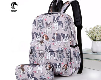 FOR U DESIGNS Cute Cat Dog Print Durable Kids Back to School Backpack Canvas Book Bag B0012J FOR U DESIGNS Cute Cat Dog Print Durable Kids Back to School Backpack Canvas Book Bag B0012J