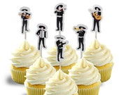 Mariachi cup cake toppers double sided 5 de Mayo day of the dead coco theme party noche de muertos mexican decor cake decor wedding Mexican