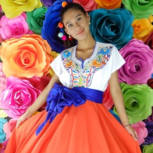 Falda naranja mexicana - mujeres mexicana boho coco tema fiesta día de los muertos FALDA SOLO día de los muertos disfraz 100cm