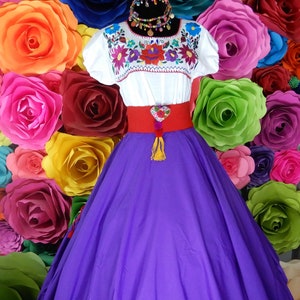 Mexican SKIRT Purple Handmade Beautiful Style-womans Mexican Boho Coco ...