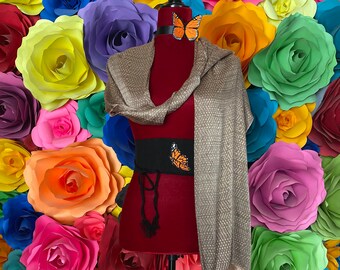 Rebozo mexicain fait main : ceinture 5 de Mayo unique
