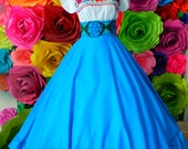 Mexican womans dress SKIRT ONLY BLUE day of the dead mexican fiesta coco theme party noche de muertos one size fits all adelita costume 100