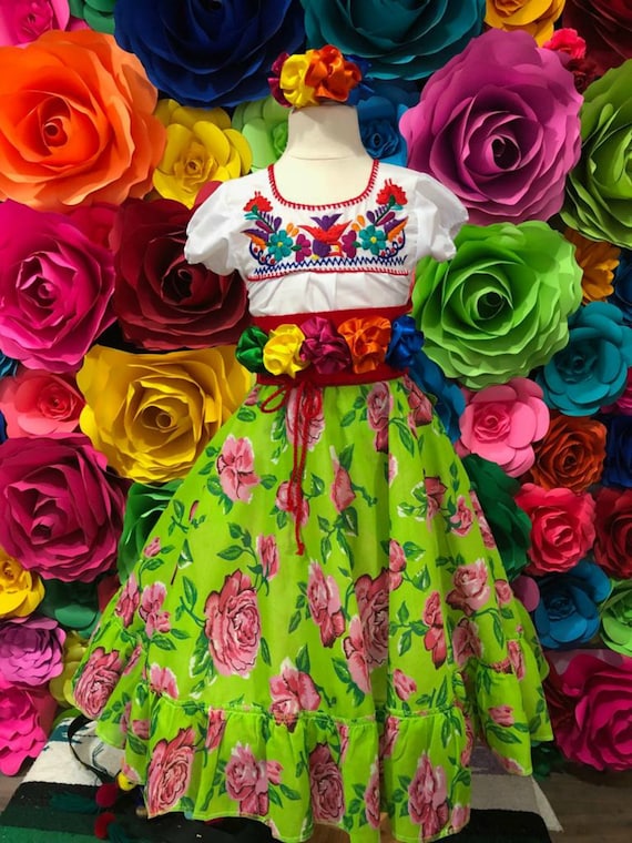 Mexican Flowered SKIRT Handmade- Beautiful style- womans mexican boho coco  theme party day of the dead SKIRT ONLY 60CM