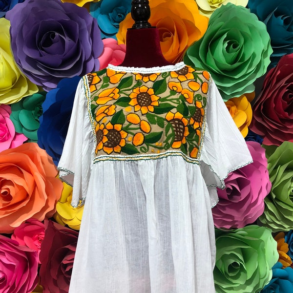 Mexican blouse only handmade color white, coco theme party Mexican fiesta 5 de mayo Frida Kahlo style Mexican woman’s