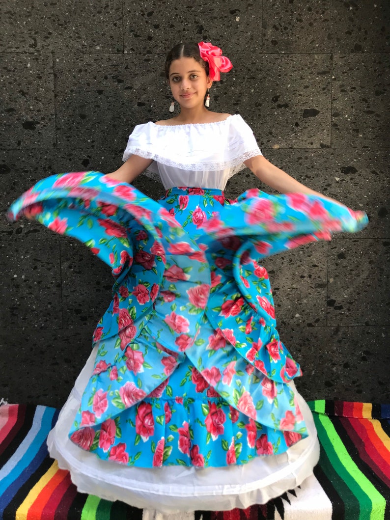 Mexican womans dress SKIRT ONLY day of the dead mexican fiesta coco theme party noche de muertos 27 inches revolucionary 70CM image 1