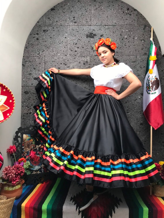 salida conductor Intenso FALDA Mexicana Negro Hecho a Mano Hermoso estilo-mujeres - Etsy México