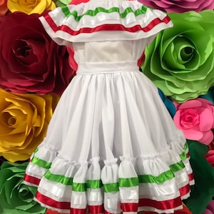 Mexican little girls dress size 0 SKIRT and Blouse 2pc Color Blue 5 de Mayo inspired day of the dead 33 cm