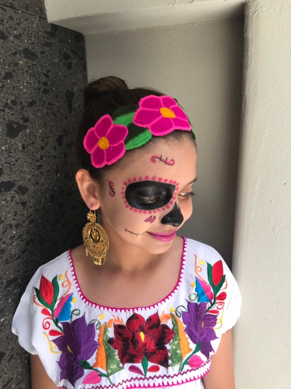 Embroidered Headband Mexican Head Piece Boho Hippi Day Ofthe 