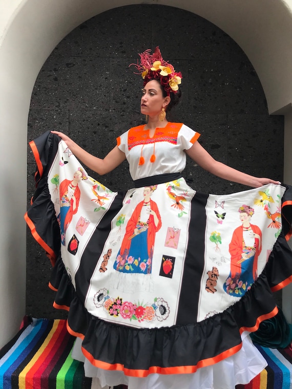 Mexican womans SKIRT boho coco theme party day of the dead SKIRT 100 cm 39.5 inches long one size fits most 5 de mayo