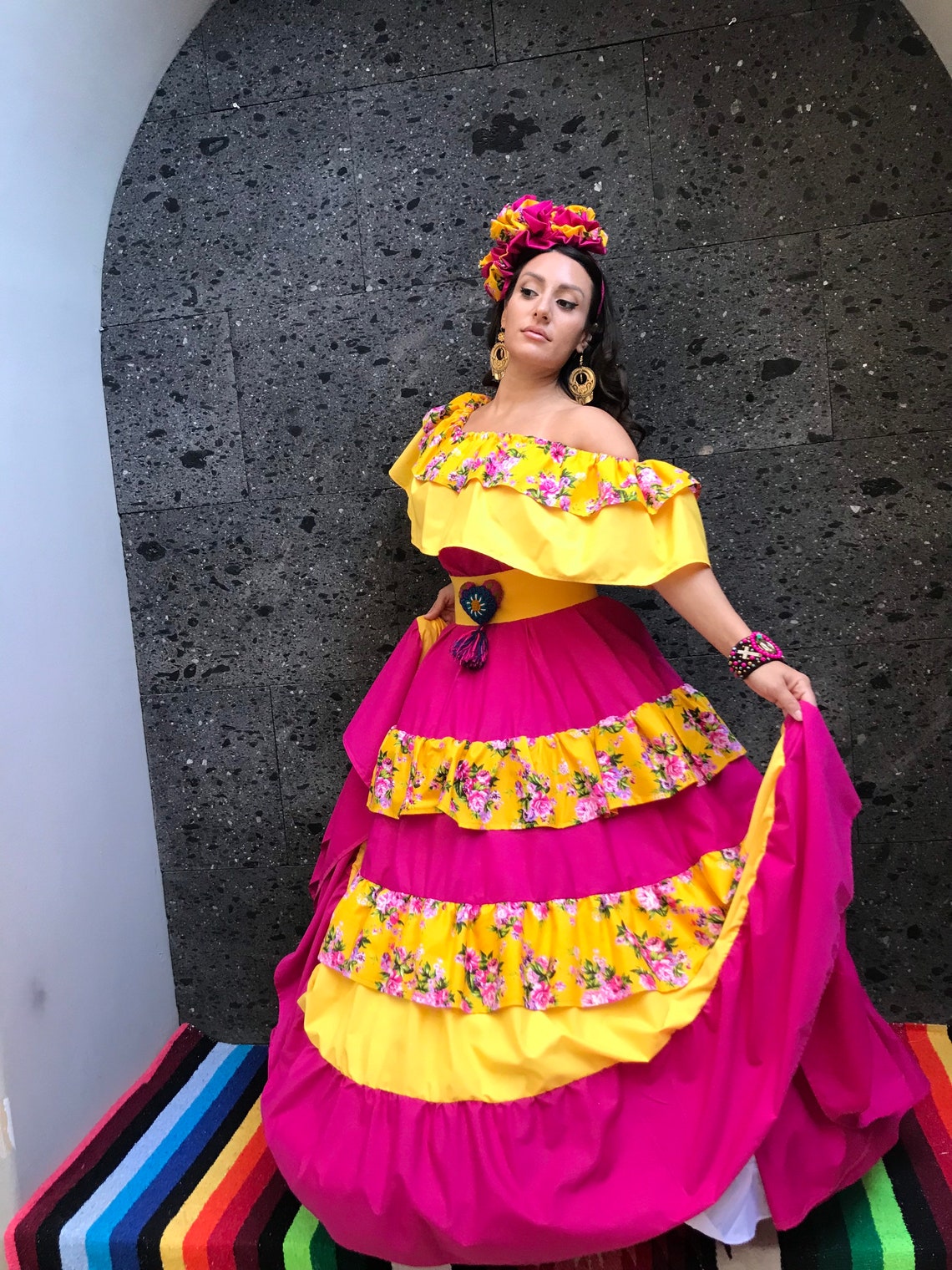 Mexican SKIRT and BLOUSE Handmade Frida Kahlo Stylelong Skirt Etsy