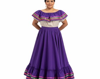 mexican dress purple Dress-Purple 3X