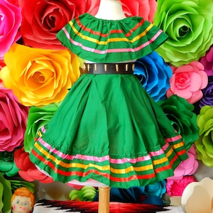 Mexican two piece dress Handmade- KIDS SIZE 2-4Beautiful coco theme style- Mexican hobo hippie baby jalisco dress  5 de mayo kids dress 40CM