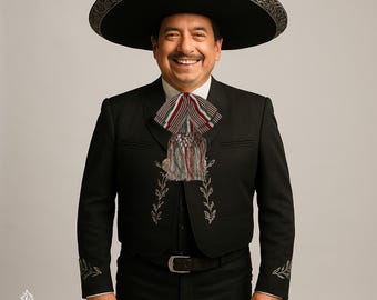 Charro Moño mexicain à rayures : Nœud papillon tricolore en satin avec franges