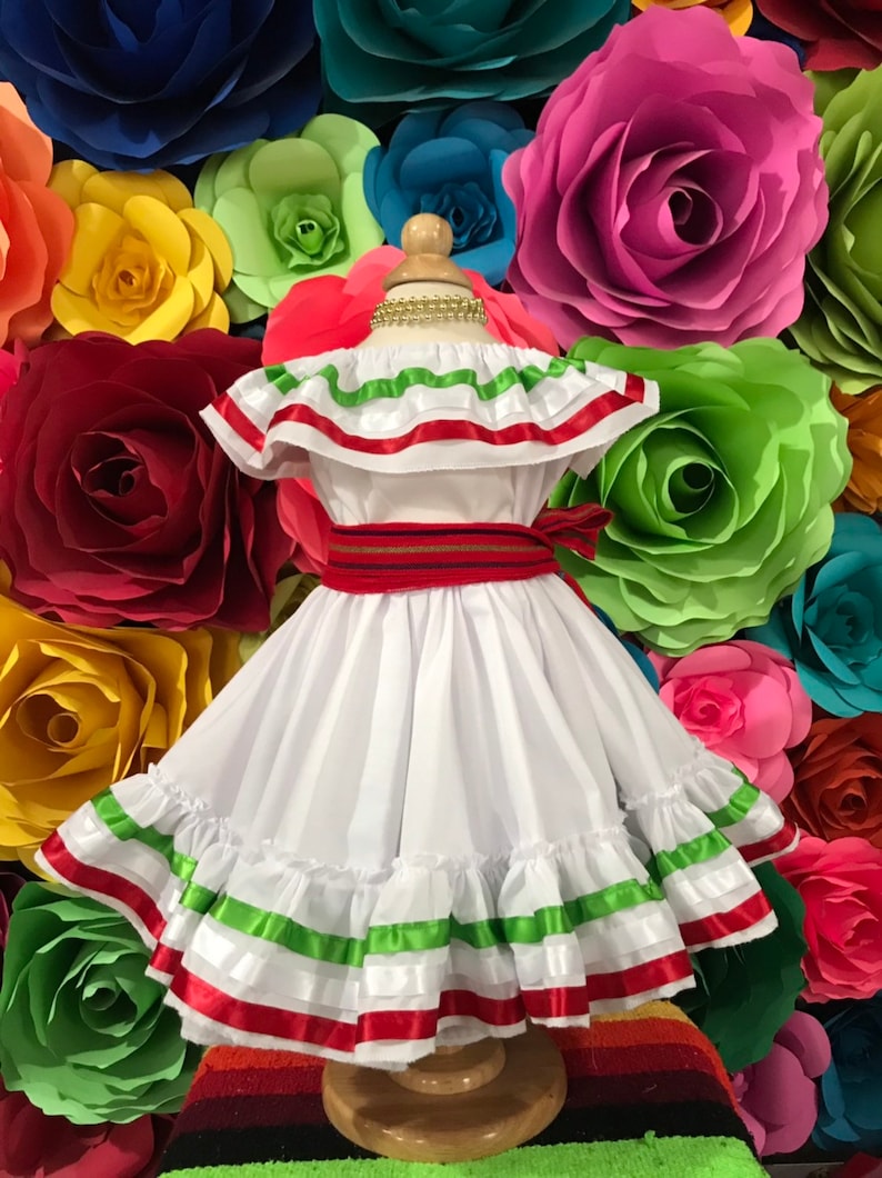 Mexican little girls dress size 0 SKIRT and Blouse 2pc Color Blue 5 de Mayo frida Khalo inspired day of the dead 35-36 cm