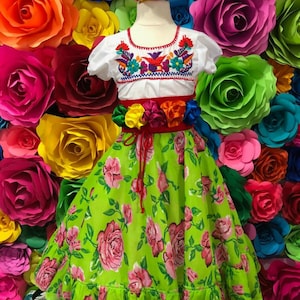 Handgemachter mexikanischer Blumen Rock: Boho Hippie Stil, Coco Thema