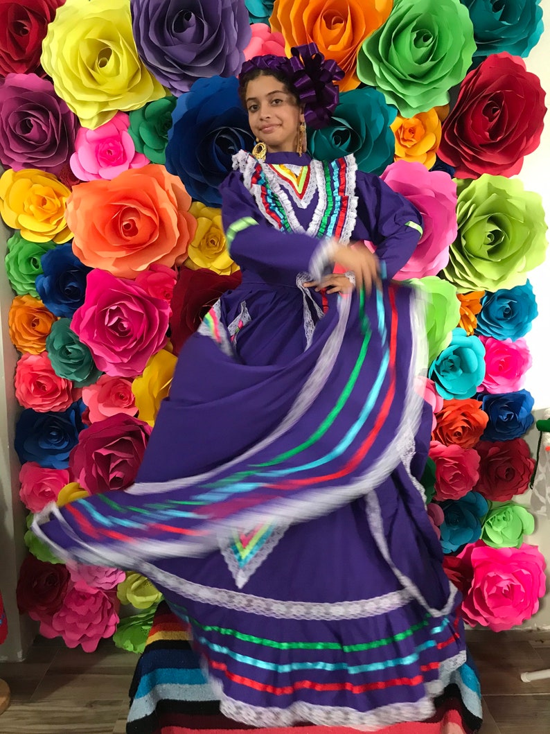 Mexican Jalisco Dress Teenager-size 14 Color Purple Stunning - Etsy
