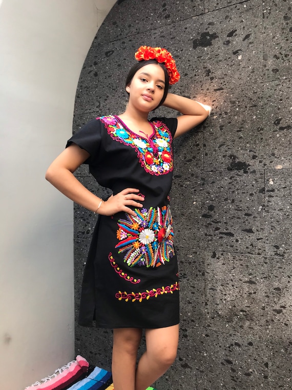 Mexican Embroidered Dress Kimono Style Day of the Dead 5 De Mayo Coco Theme  Party - Etsy