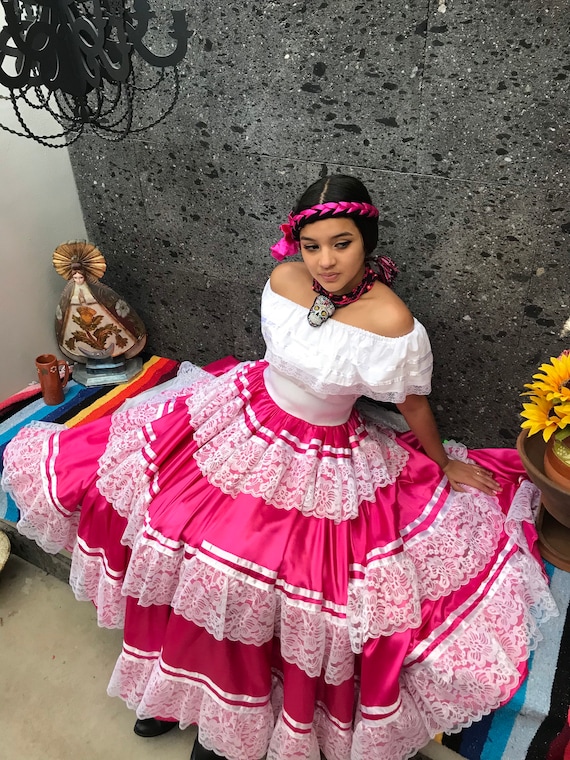 Mexican China Oaxaca Pink Frida Kahlo Style-womans Mexican | Etsy