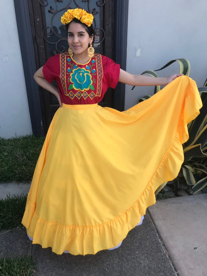 jupe-jaune-mexicaine-handmade-beau-style-femmes-mexicaine-etsy-france