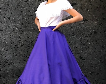 Handmade Purple Mexican Skirt: Boho Coco Theme Party, Size 8-10
