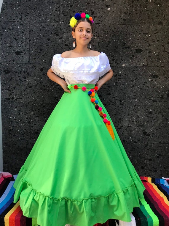 Messicano Gonna verde 35 pollici stile donne messicano boho coco