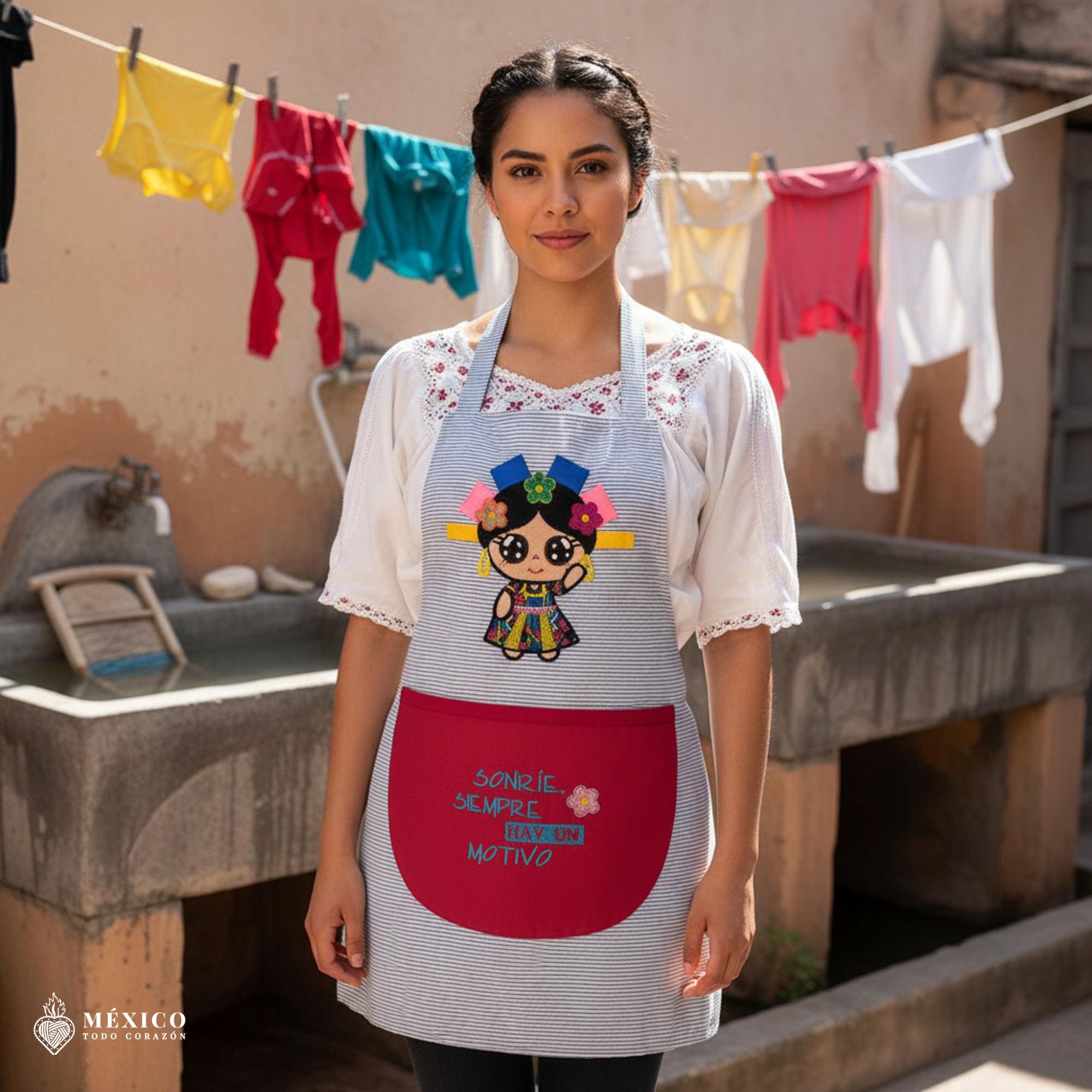 Mexican Bib Apron Kitchen for Women Cooking Multicolor - Etsy