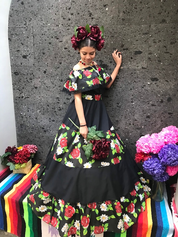 Mexican Black Skirt With Top Handmade- Beautiful Style- Womans