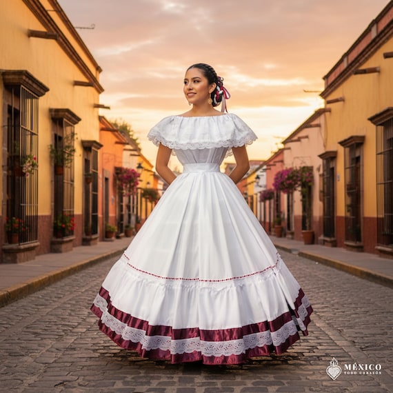 Handmade Mexican Dress: Frida Kahlo Style White Skirt & Top - Etsy