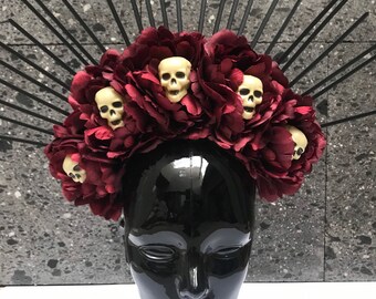 Hair piece ribbon  head piece Handmade  Frida Kahlo style- day of the dead  hair piece young adults and adults flower crown 5 de mayo mexica