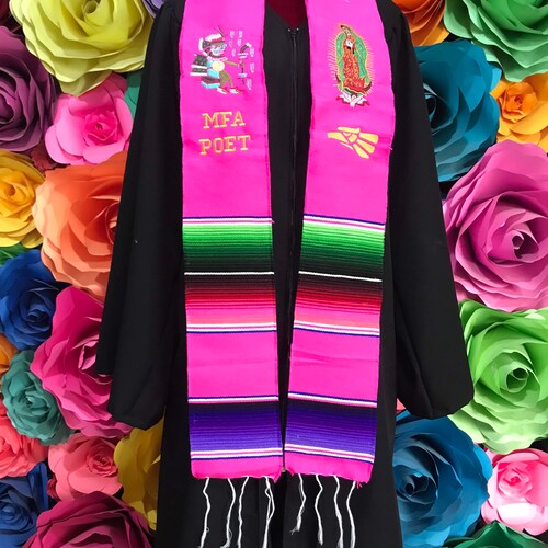 Graduation class shops of 2022 Mexican sash sarape zarape icon custom order personalize flags PINK sash stole