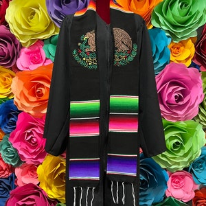 Mexican zarape sash class of 2023 Mexican emblem Mexico todo Corazon Personalized custom embroidered stole sarape graduation gift