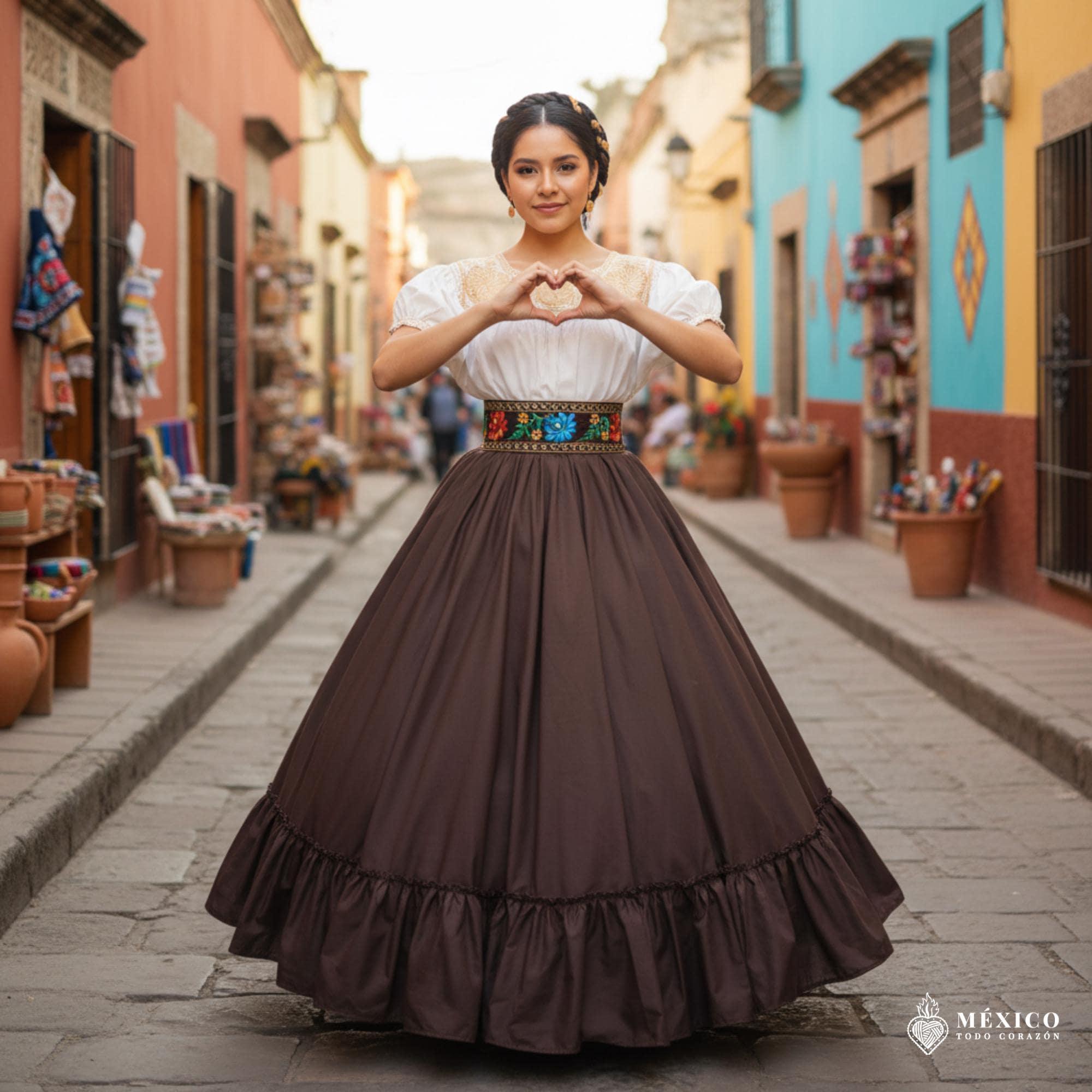 brown mexican dress Skirt: , double skirt folklorico Size:3X