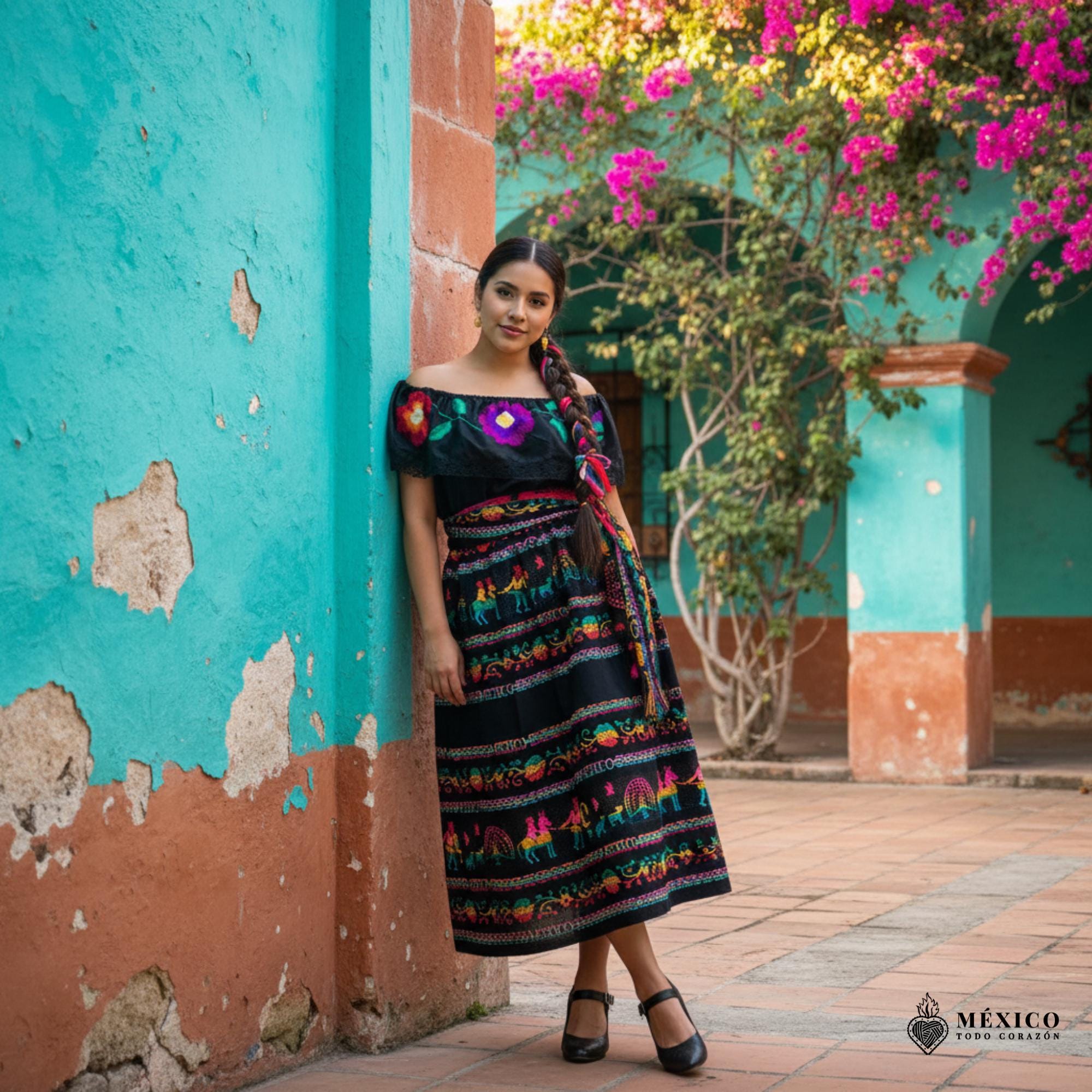 Vestito Boho Ricamato A Fiori Per Donna, Abito Messicano A Maniche Corte Con Scollo A V, Perfetto Per Vacanze Ed Estate