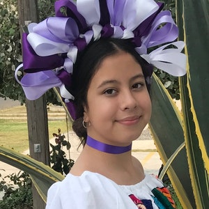Hair piece ribbon  head piece Handmade - day of the dead  hair piece young adults and adults flower crown 5 de mayo mexica