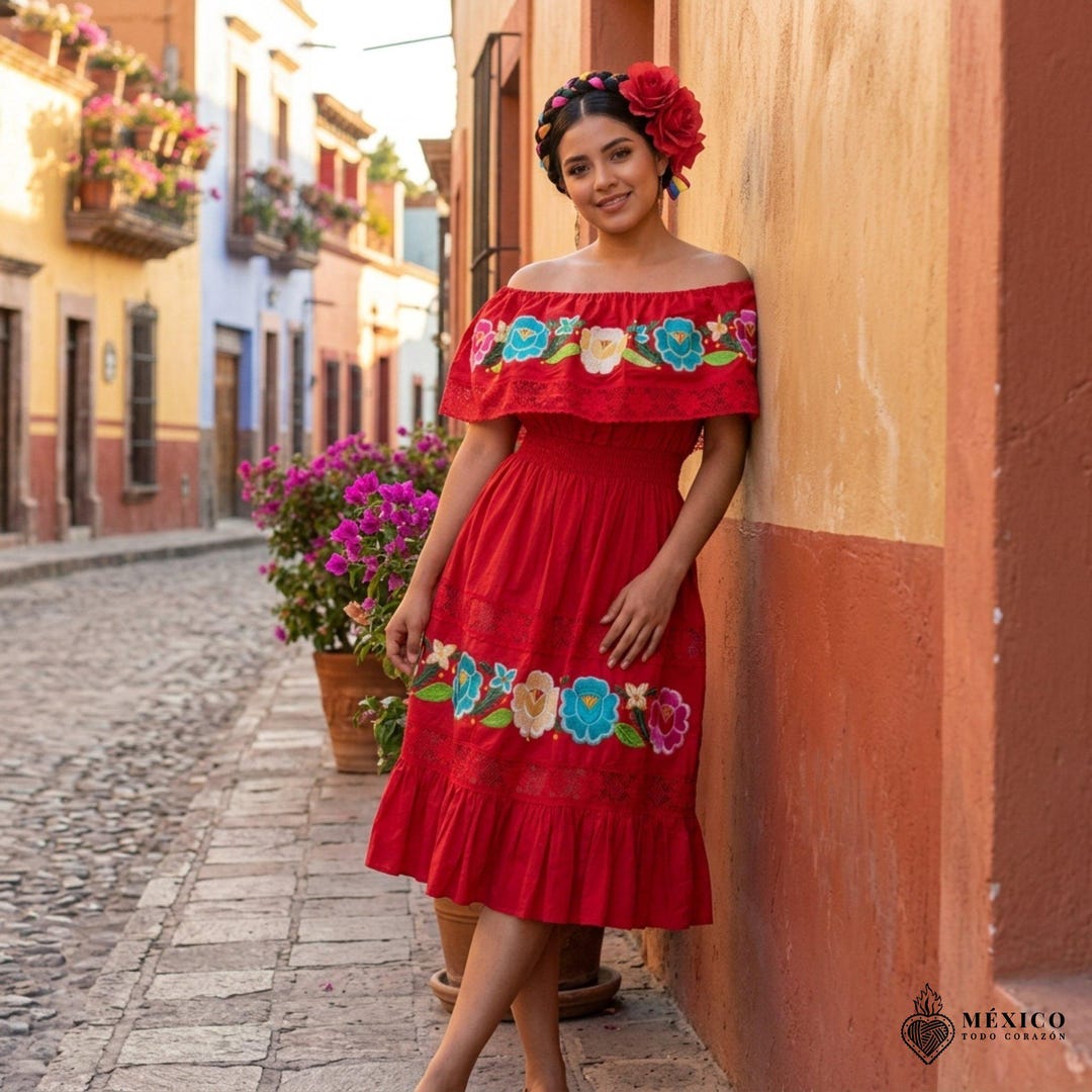 mexican bohemian dress Handmade Embroidered Dress: Boho Peasant Style Size_22 size garment Color:Pink long sleeves (with train) Floral Bridal Shower Dresses