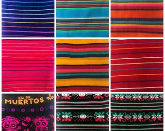 Tissu Fiesta mexicain : chemin de table, coussins et décoration colorés en canbaya